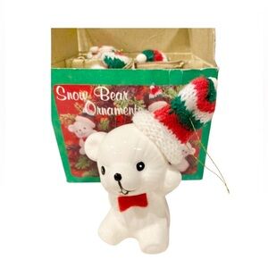 4 vintage bear ornaments